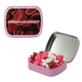 Small Pink Mint Tin Filled w/ Candy Hearts - Breast Cancer Awareness